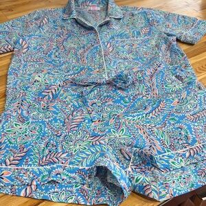 Tommy Bahama Blue and Pink Floral Pajama Set